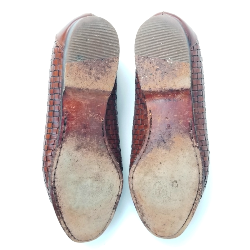 Cole Haan Basket Weave Woven Kiltie Tassel Leather Flat Loafers Brown Italy 8 B - Picture 3 of 15